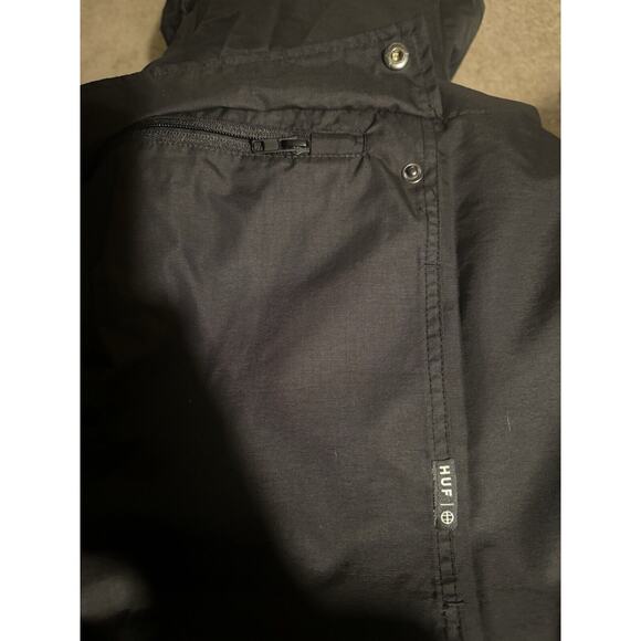 HUF Worldwide Anorak Jacket Mens M Black Flags Half Zip Skateboarder Streetwear - Picture 10 of 13